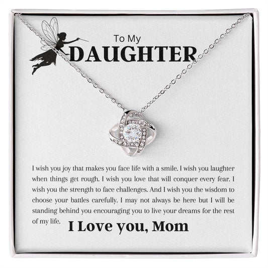 To My Daughter Love Knot Necklace