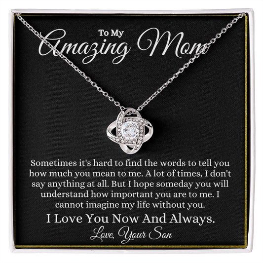 To my Amazing Mom Love Knot Necklace