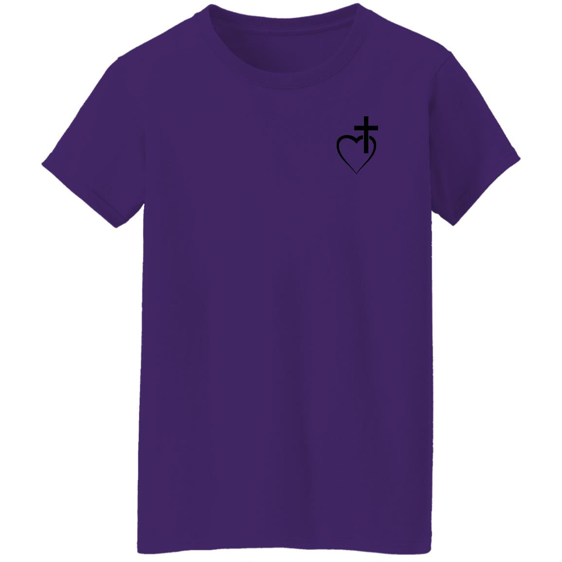 heart with cross G500L Ladies' 5.3 oz. T-Shirt