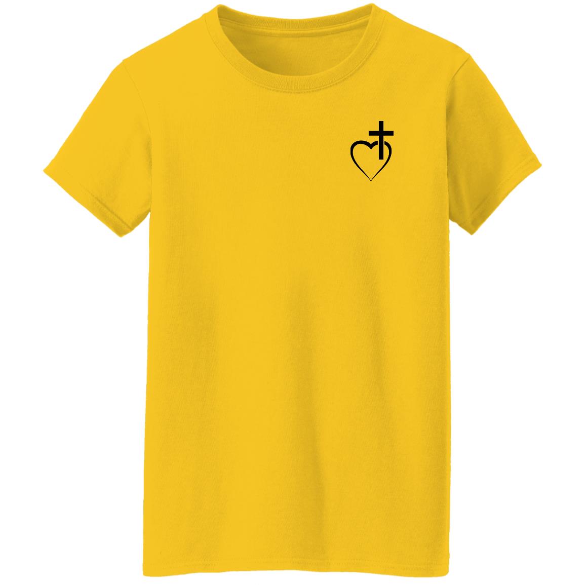 heart with cross G500L Ladies' 5.3 oz. T-Shirt