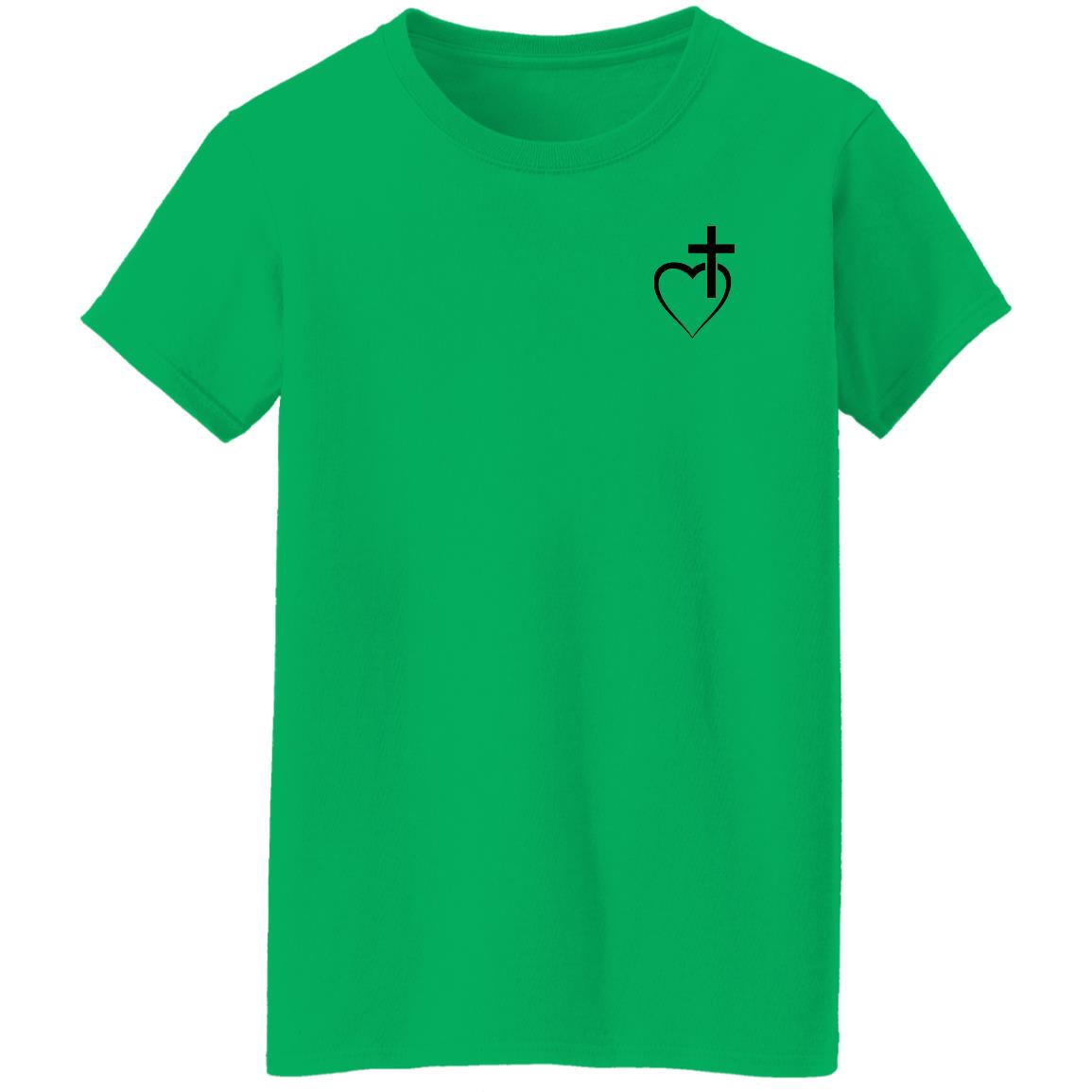 heart with cross G500L Ladies' 5.3 oz. T-Shirt