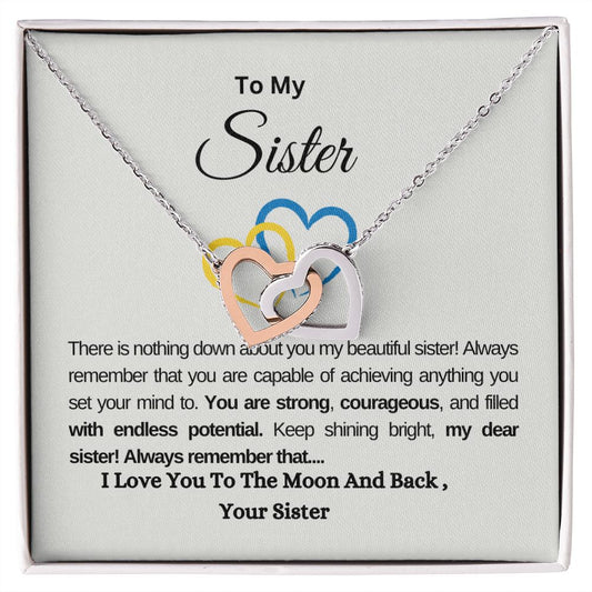 To My Sister Interlocking Hearts Necklace