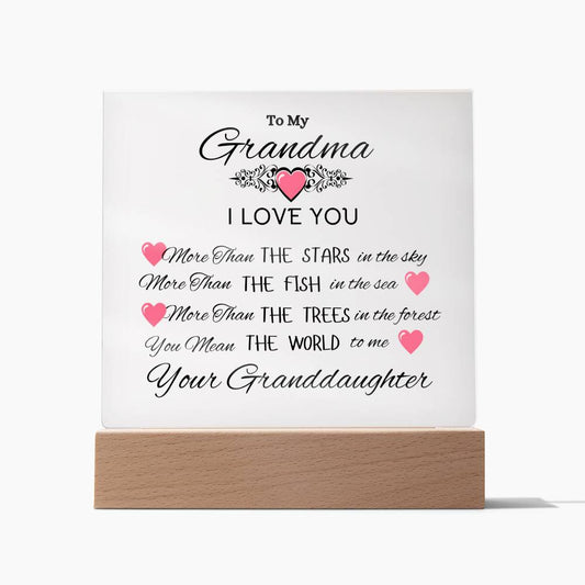 To My Grandma From Granddaughter Acrylic Plaque